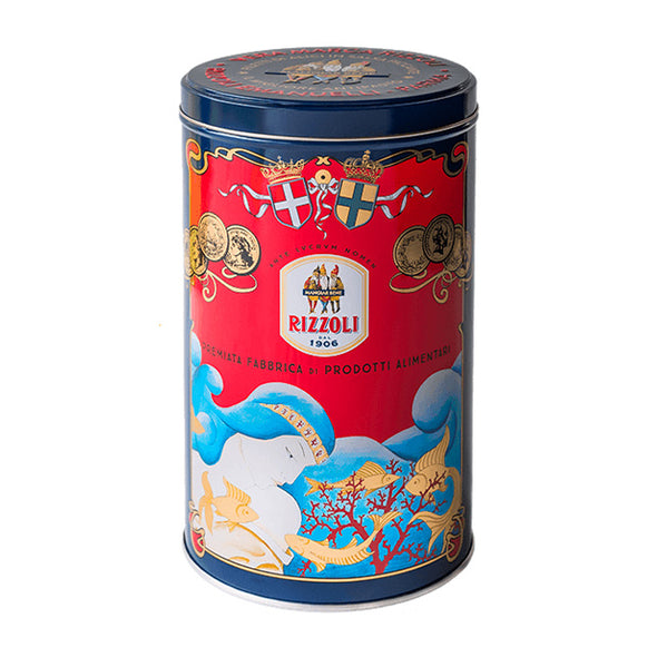 Rizzoli round tin packaging