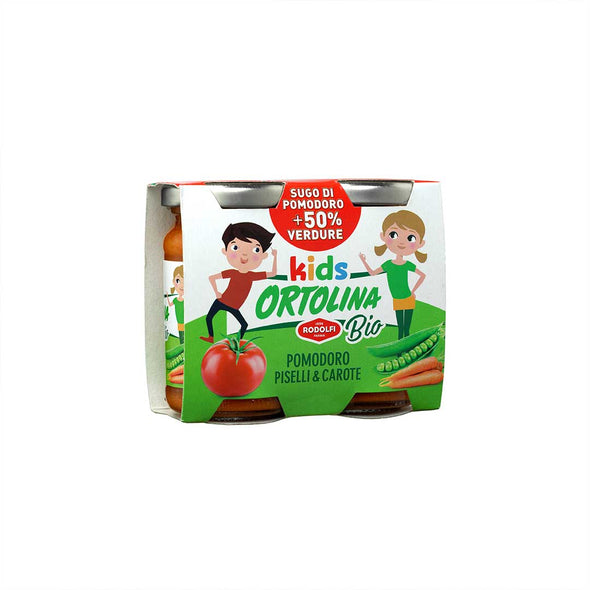Bio Tomatensauce mit Erbsen und Karotten 2x100gr Ortolina Kids Rodolfi
